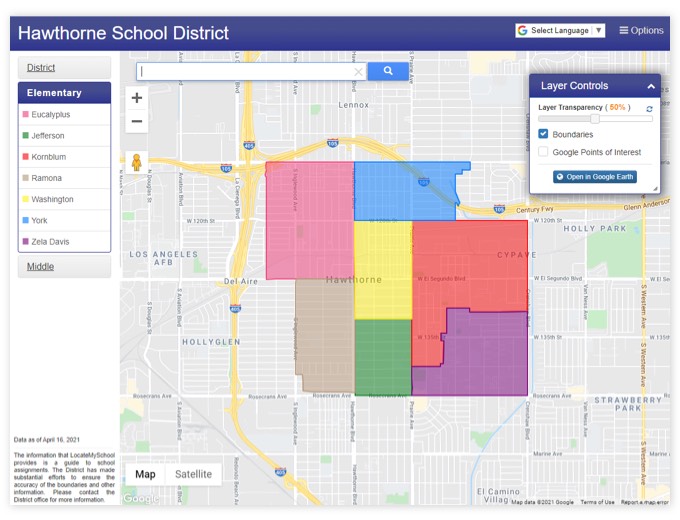 Hawthorne School District | GIS Planning Software and Mapping Services